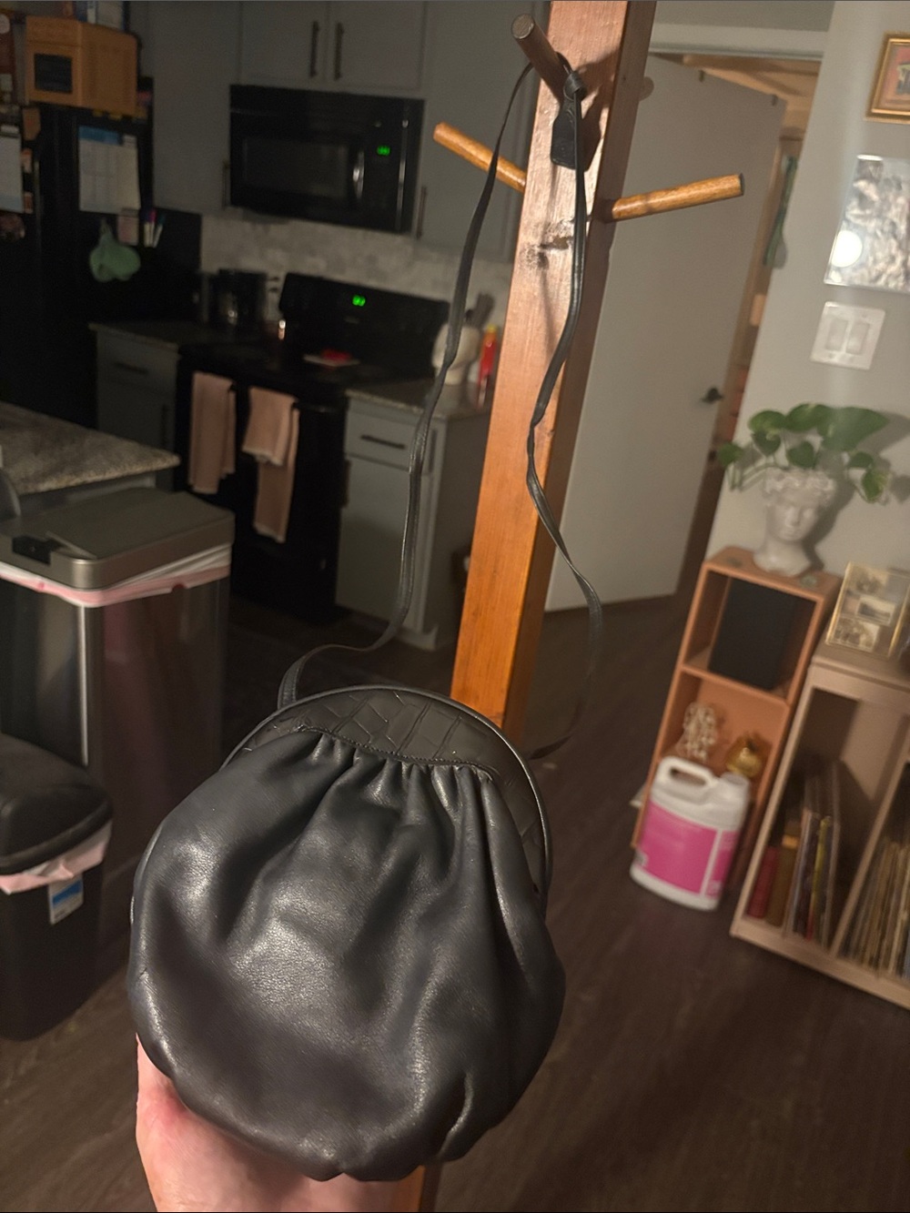Small Black Drawstring Crossbody Bag